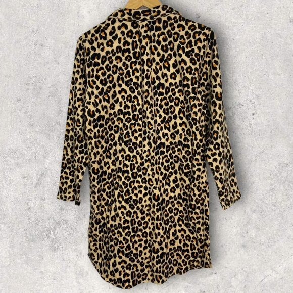 Nordstrom Leopard Print Cotton Flannel Pajama Dress Nightshirt Size Small 2021‎ - Picture 4 of 13